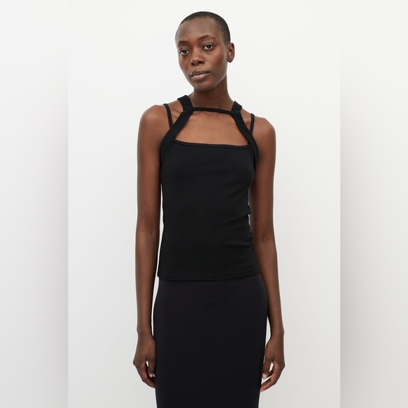 Dion Lee Black Stretch Cotton Double Strap Detachable Holster Tank Top NWT US 6 - Picture 1 of 12